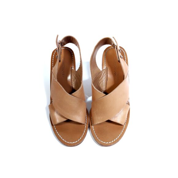 ZIMMERMANN Sandals Urban Heel Tan Leather Block Heels Womens 7 - Picture 3 of 6